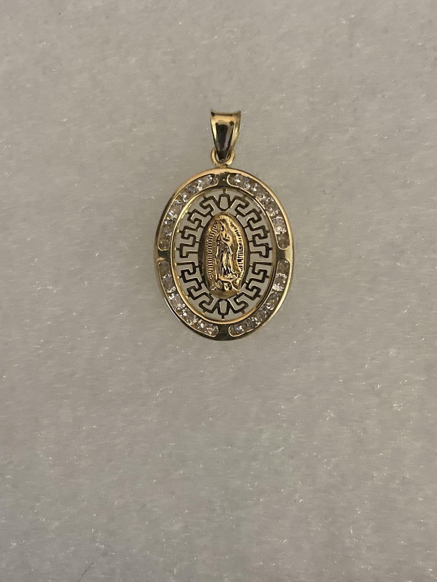 10k Real Gold Virgin Mary Pendant Charm Solid Back 