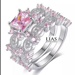 New 18k White Gold Wedding Ring Set 