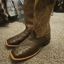 Brown Ostrich Boots Size 12D 