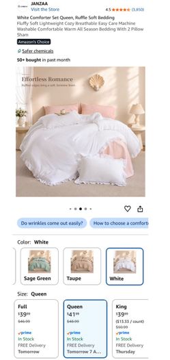 White comforter set, queen.
