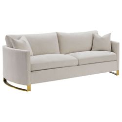 Upholstered Curved Sofa Beige