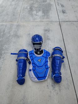Semi new complete catcher gear set easton royal blue ages 12-15