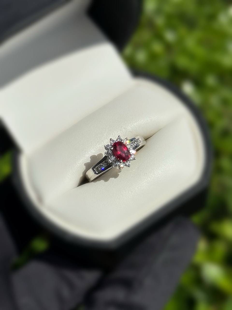 Jewelry 10k solid white gold ruby stone 0.55CTW ring sz 7.00