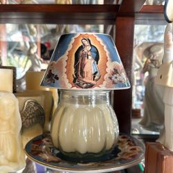 Home Interiors Candle Shade And Plate And Candle “LADY OF GUADALUPE “