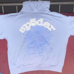 A Light Blue Sp5der Hoodie  