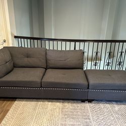 Gray Fabric Couch w/ Ottoman