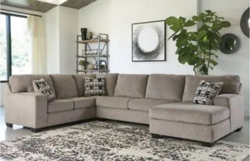 GRAY Sectional Sofa 3 piece wide shareable chaise (right or left available) 12x8 accent pillows optional ottoman $1500 was $2500 pick up can deliver