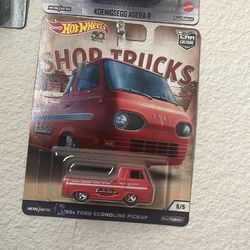 2017 Hot Wheels RED 60s FORD ECONOLINE PICKUP Shop Trucks Car Culture Caballero