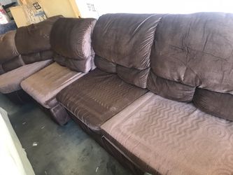 Couch/sectional with recliner and pull out bed
