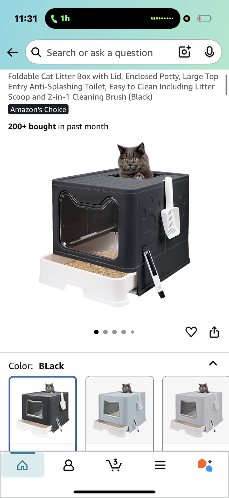 Foldable Cat Litter Box with Lid, Enclosed Large Top Entry Anti-Splashing Easy to Clean Including Scoop and 2-in-1 Cleaning Brush