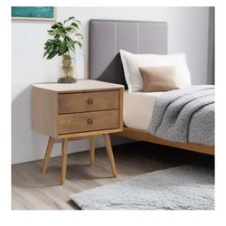 Mid-century Modern solid wood nightstands, set of 2