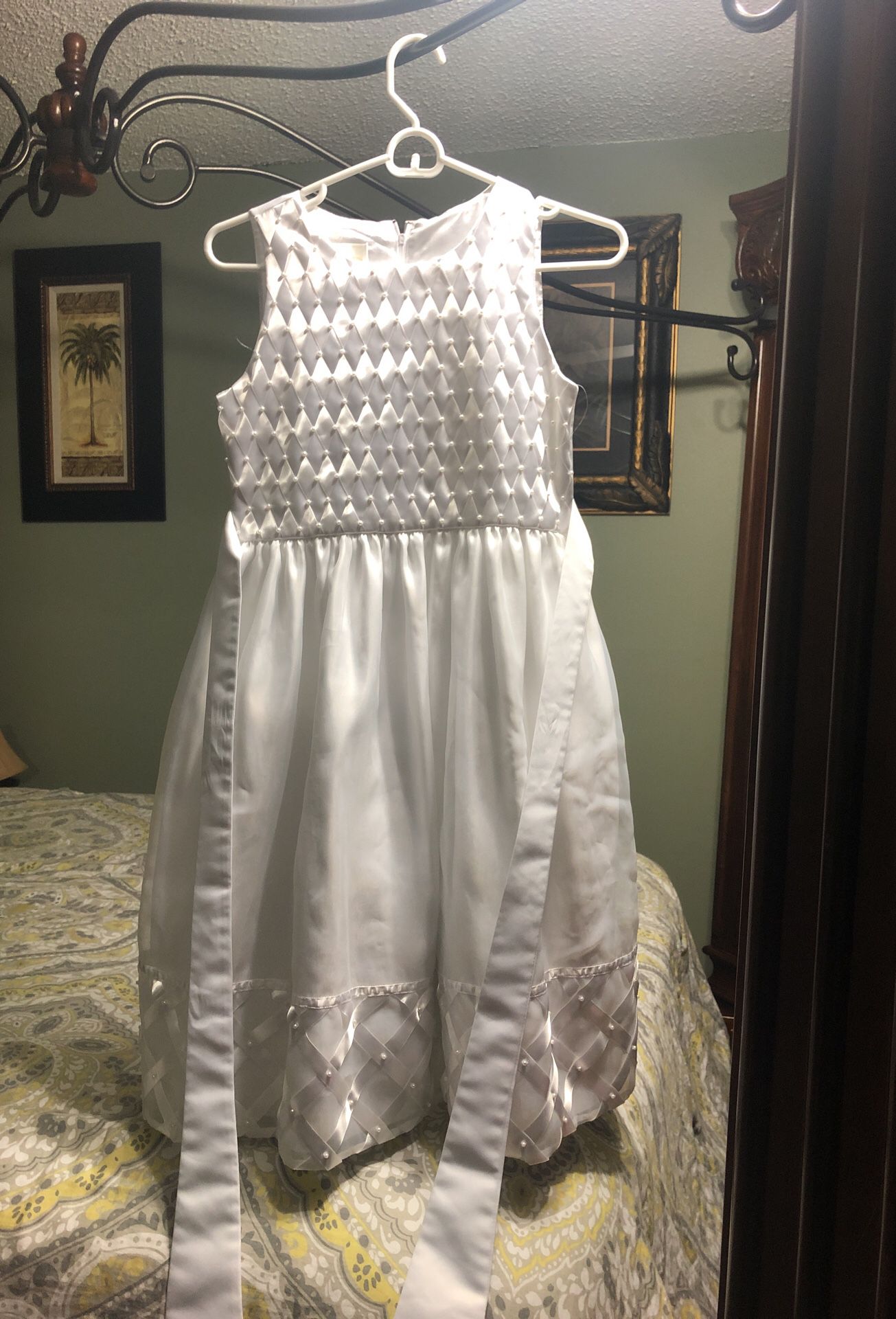 Girl white Dress size 14 firs communion flower girl