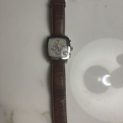 Emporio  Armani Genuine Leather Stainless Steel Brown Water Resistant Watch