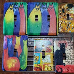 decorative wall plate  "Colorful Kitties Abstract Cat Art 