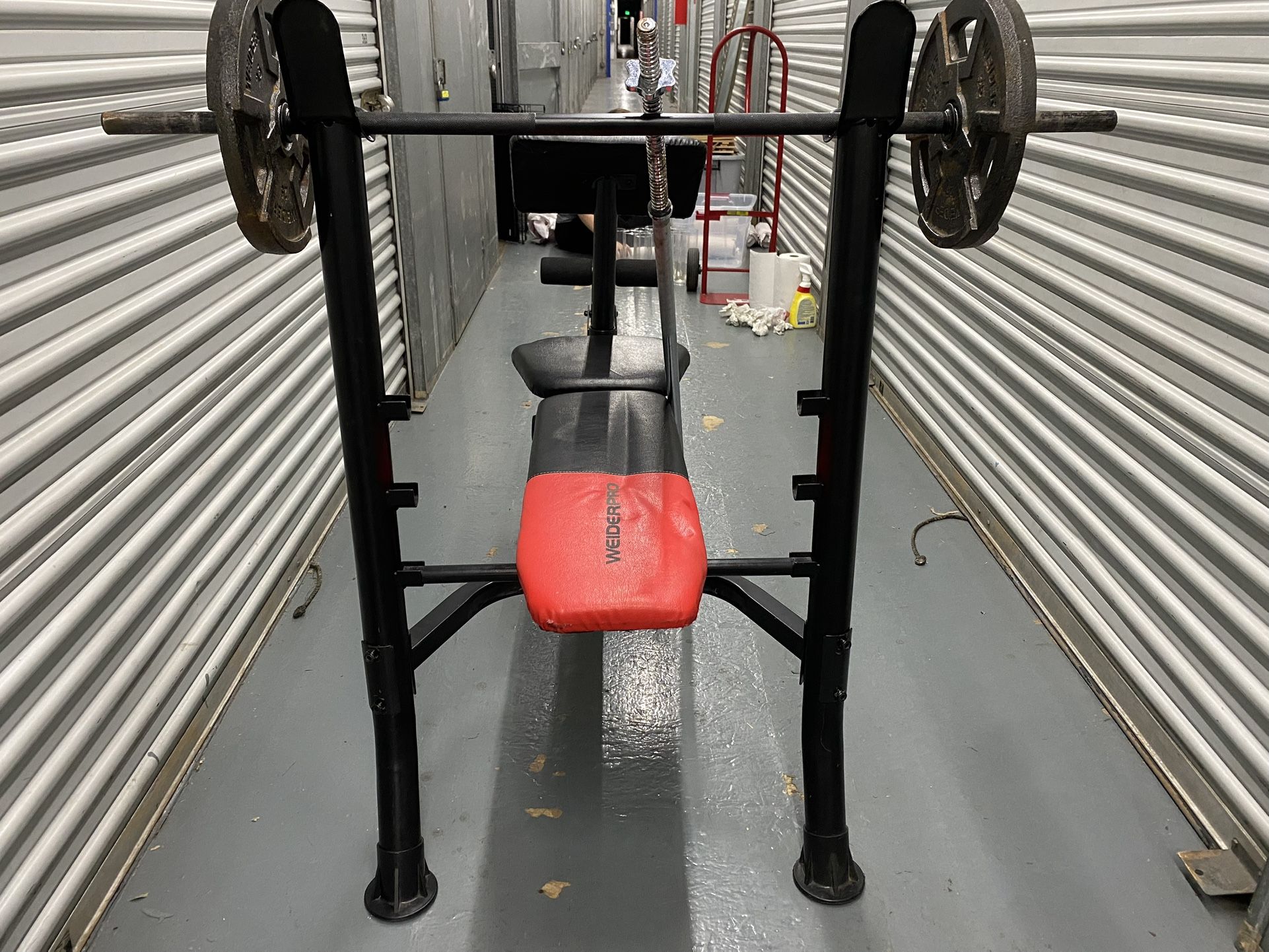 Weider Pro Weight Bench With Barbells And Weights