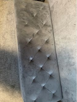 Gray Velvet King Bed Frame & Matching Storage Bench