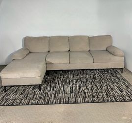FREE DELIVERY (Cream Microfiber Sectional)