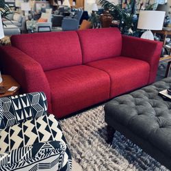 Red Woven Fabric Sofa 