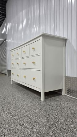 Glossy White Bedroom Dresser – Custom Gold Hardware