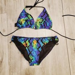 OP Colorful Snake Skin Pattern Bikini 2 Piece Swimsuit Size XL