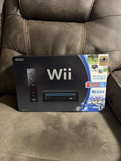 Nintendo Wii W/ Wii Sports + Wii Sports Resort Black Console, New in Box