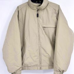 Eddie Bauer Men's Large MEASURED Outdoor PolarTec Coat Fleece Lined Zip Pockets