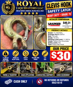 Grade 70 Clevis Slip Hook with Safety Latch