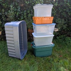 Mixed Lot of 6 Plastic Storage Bins with lids 