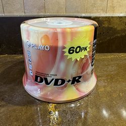 NEW Playo Blank DVD+R 4.7GB 120min 60 Pack Spindle DVD Recordable Discs 1-16x +R