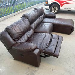 Ashley Furniture 3pc Modern Leather Recliner Sofa with Chaise Lounge