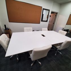 White Conference Table And 6 Chairs