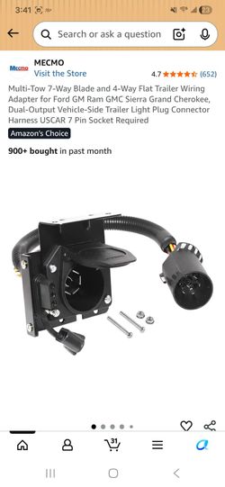 Multi-Tow 7-Way Blade and 4-Way Flat Trailer Wiring Adapter for Ford GM Ram GMC Sierra Grand Cherokee Dual-Output Vehicle-Side Trailer Light Plug Conn