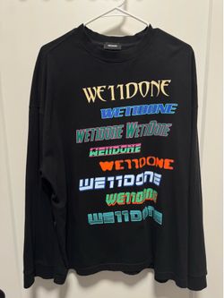 WE11DONE Multi Logo Long Sleeve T-Shirt Black Size S Oversized