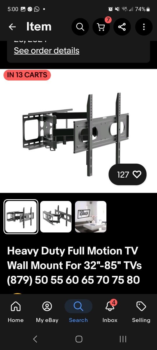 HeavyDuty full motion wall mount for. 35-85