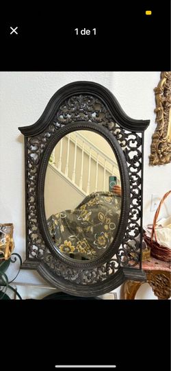 Large Ornate Wall Mirror Dark Frame