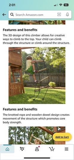 Swing-N-Slide NE 3023 Triangle Rope Ladder Swing Set Climbing Attachment with Ground Anchors, Brown