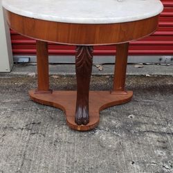 Vintage Marble Top Half Moon Entry Table