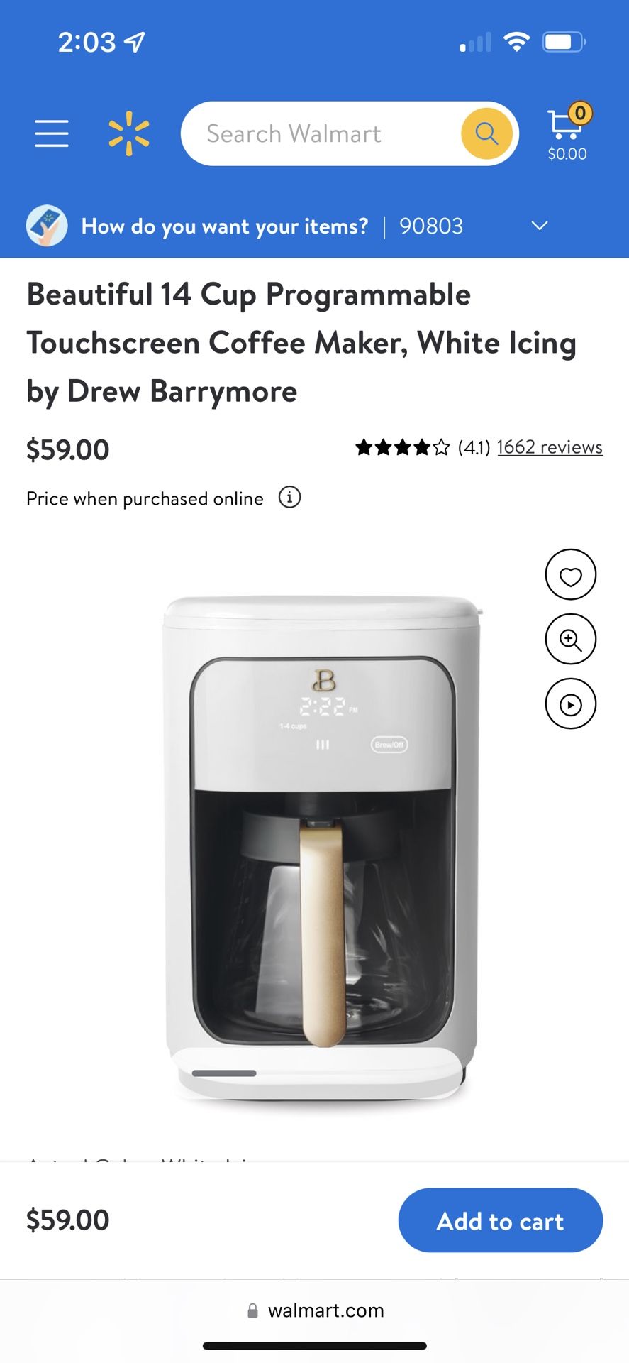  Beautiful 14 Cup Programmable Touchscreen Coffee Maker, White  Icing by Drew Barrymore (White Icing): Home & Kitchen