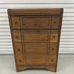 Vintage 1930s Solid Wood Art Deco Waterfall Chest of 4 Drawers