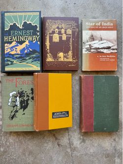 Vintage Antique Classic Literature Hardcover Book Lot - Hemingway Steinbeck
