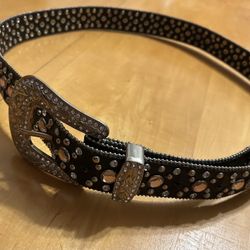 WB ATLAS Women's Western Rhinestone Black Belt