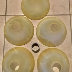 Five Antique Frosted Antique Globes For A Ceiling Light 