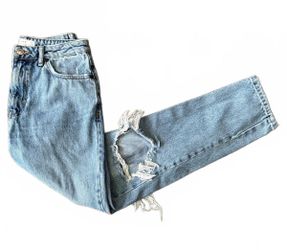 Topshop Mom Womens Denim Jeans Waist 28 Distressed Grunge Streetwear Punk Ankle