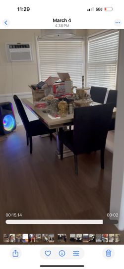 Dining chairs, only four and one bench