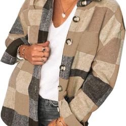 SHEWIN Womens Long Sleeve Button Down Plaid Shirts Flannel Hooded