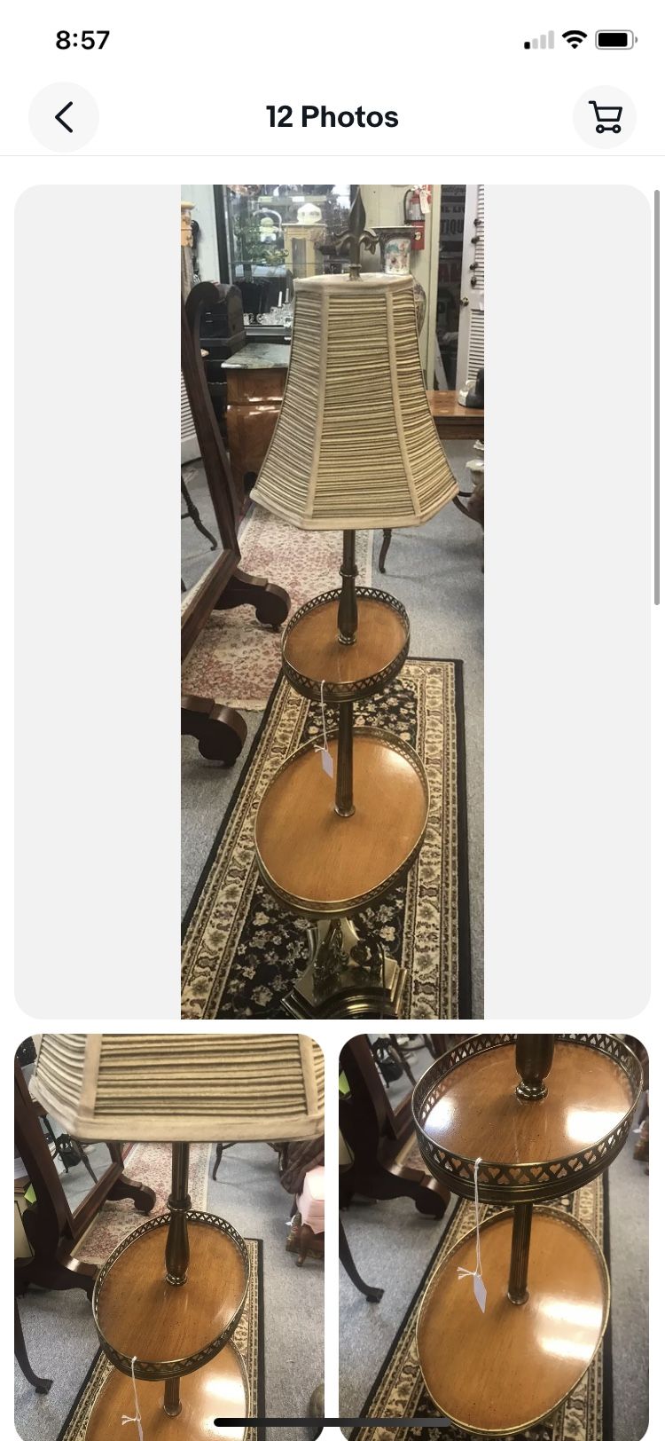 Mid Century Modern TONY PAUL FOR WESTWOOD INDUSTRIES TWO TIER WOOD AND BRASS FLOOR LAMP 2 TIER