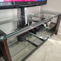 TV stand console glass shelves table 54" x21.5" x 22.5" entertainment center