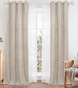 Complete Curtain Set: Olive Green Blackout + White Sheers + Double Rod (~90")