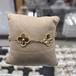 14k gold clover charm bracelet