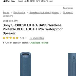 Sony Waterproof Bluetooth Speaker 